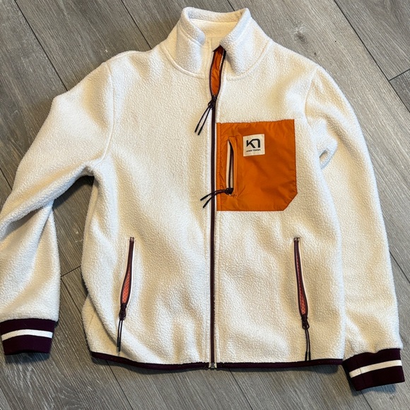 Kari Traa Jackets & Blazers - Kari Traa White Fleece Jacket with Orange Accents